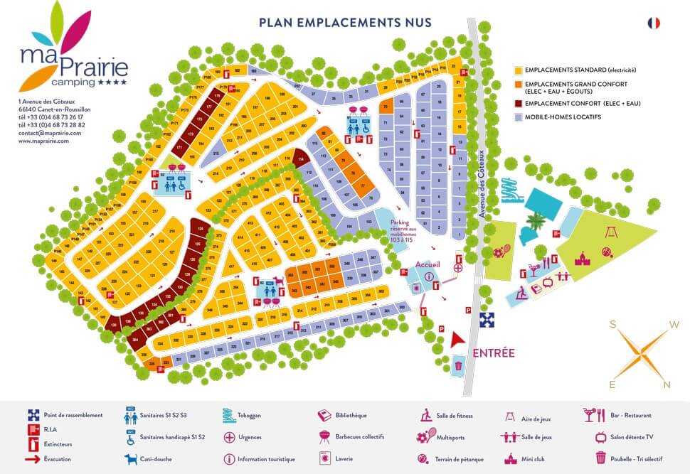 Camping 4 étoiles à Canet-en-Roussillon - plan des emplacements